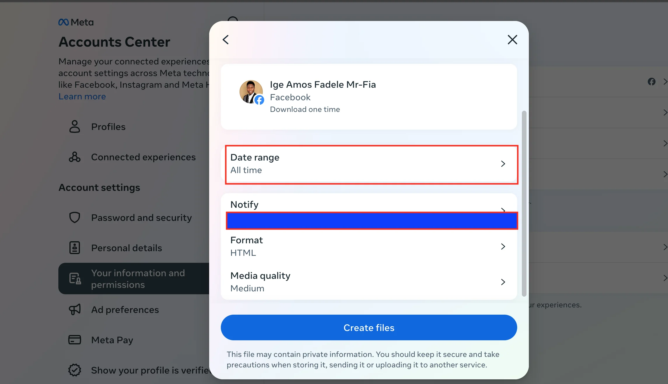Step 5 - Set date range and format